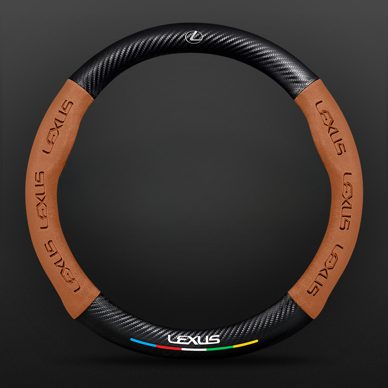 TrackVibe | Brown Carbon Suede Steering Wheel Cover – Anti-Slip & Wear-Resistant