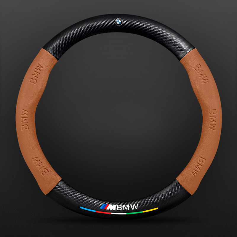 TrackVibe | Brown Carbon Suede Steering Wheel Cover – Anti-Slip & Wear-Resistant