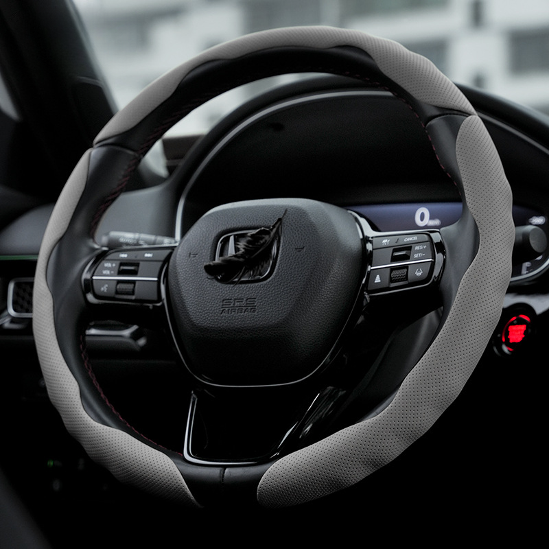 Premium Perforated Nappa Leather Steering Wheel Cover - Anti-Slip, Breathable, Scratch-Resistant, Easy to Clean