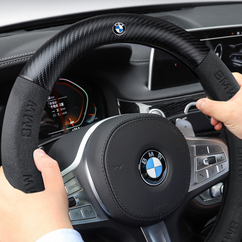 TrackVibe | Orange Carbon Suede Steering Wheel Cover – Anti-Slip & Wear-Resistant