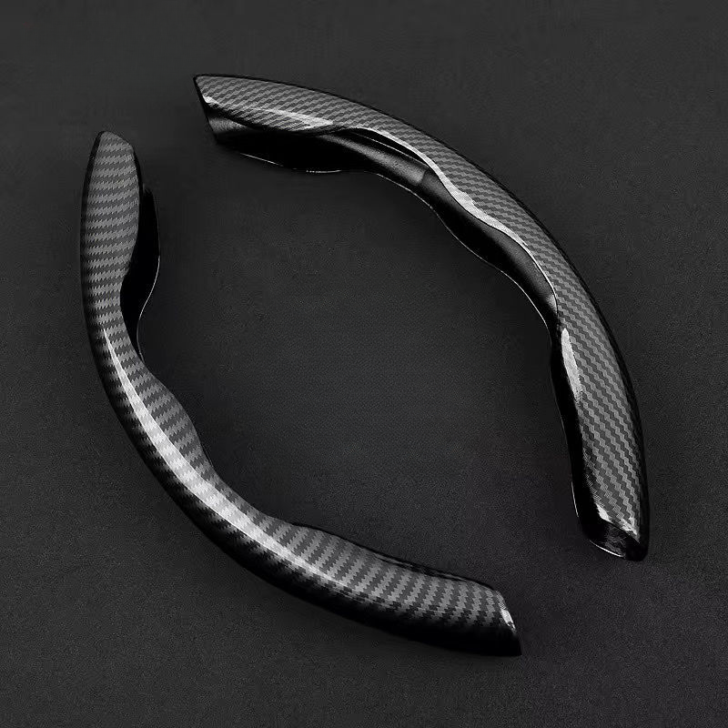 Premium Carbon Fiber Steering Wheel Cover - Clear and Glossy, Easy Installation, Universal Fit