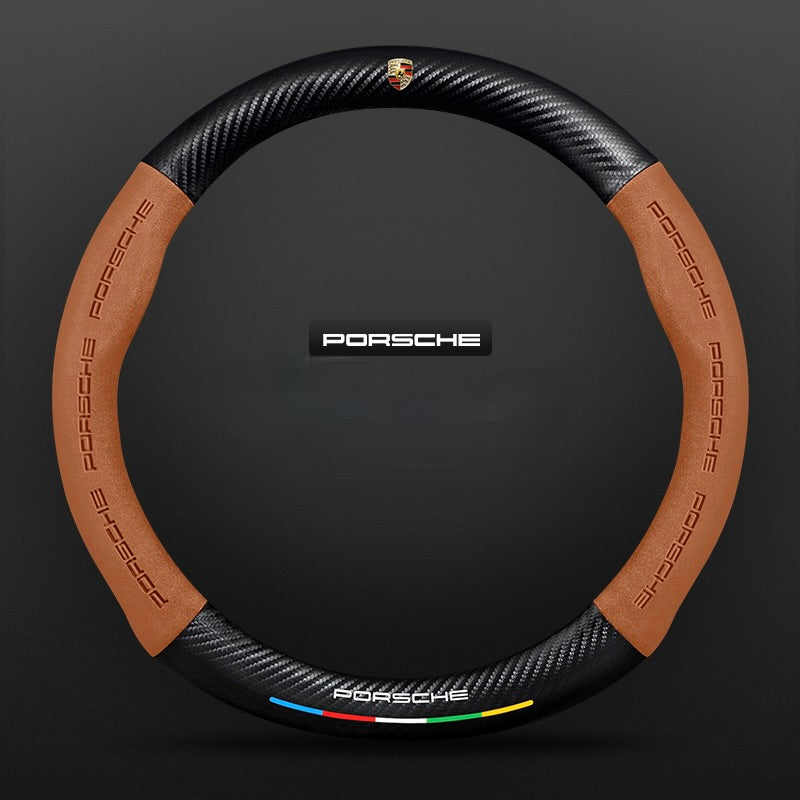 TrackVibe | Black Carbon Suede Steering Wheel Cover – Anti-Slip & Wear-Resistant
