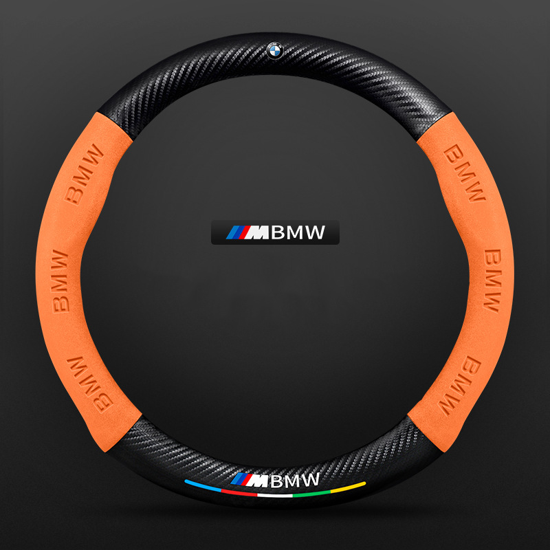 TrackVibe | Orange Carbon Suede Steering Wheel Cover – Anti-Slip & Wear-Resistant