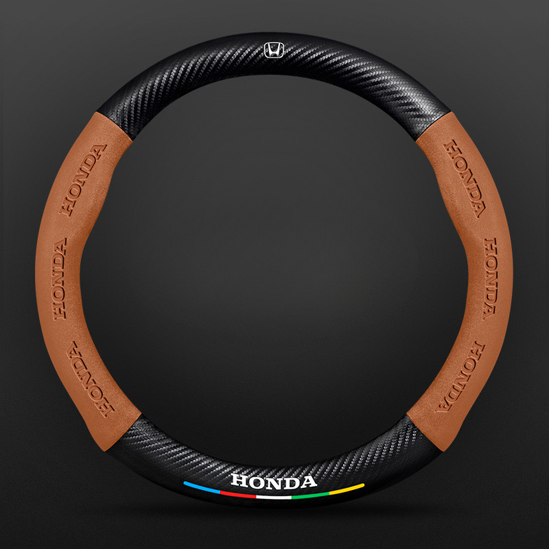 TrackVibe | Brown Carbon Suede Steering Wheel Cover – Anti-Slip & Wear-Resistant