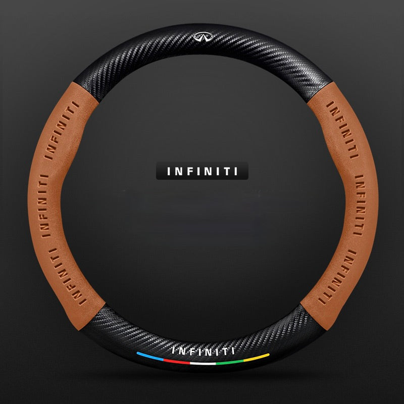 TrackVibe | Brown Carbon Suede Steering Wheel Cover – Anti-Slip & Wear-Resistant