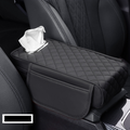 Multifunctional Leather Car Armrest Pad – Holds Phone and Tissues