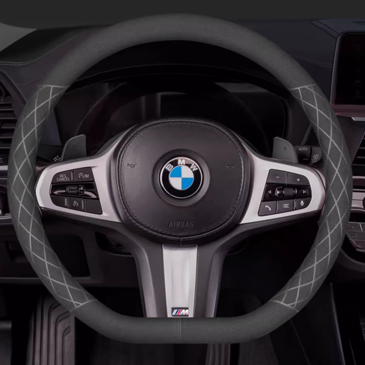 LuxeDrive Breathable Suede Steering Wheel Cover - Anti-slip, Sweat-Resistant & Soft Grip
