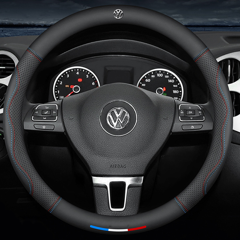 SportVibe Pro - Perforated Leather Steering Cover for Enhanced Grip